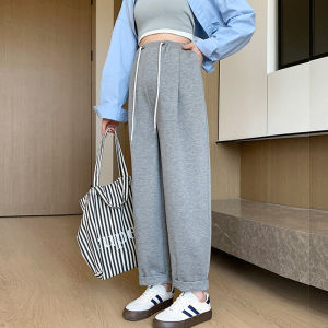 Spring Autumn Thin Drawstring Maternity Sweatpants Casual Loose Fit Pregnancy Trousers External Wear Nine Points Pants