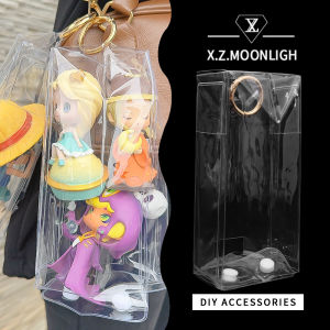 X.z. MOONLIGH Labubu จี้เซรามิกพวงกุญแจใสป้องกัน DIY กันฝุ่นและกันน้ำกระเป๋าเก็บของ