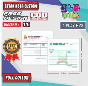 NOTA CUSTOM TOKO NAMA SENDIRI (MIN 6 BUKU) NOTA 1/6 1PLY (ISI 100 LEMBAR) Y&HYudhagrafika