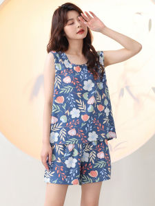 Ladieswear Summer Poppin Pajamas Womens Home Casual Middle-Aged and Elderly Loose Slim Fit Artificial Cotton Sleeveless Shorts Suit