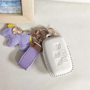 Genuine Leather Car Key Case Cover Fob for Hyundai Grandeur GN7 Kona Ev 2023 Ionic 6 5/7 Bottons 2024 Auto Keychain Accessories