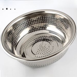 Thickened Large round Stainless Steel Drain Basin Vegetable Washing Basket Fruit Basin Drain Basin Rice Washing Basin