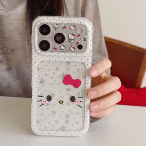 Sanrio | Cartoon Sparkling Star Bowknot Hello Kitty Silicone Phone Case For iphone 17 Pro Max 16 15 IMD Protective Shockproof Soft Cover