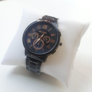 Jam Tangan Rantai Hitam Pria Dan Wanita / AB 021