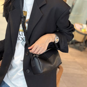 Genuine Leather Pillow Shaped Crossbody Bag for Women Single Shoulder Bag British Style Casual Pure Color Autumn Winter New Arrival