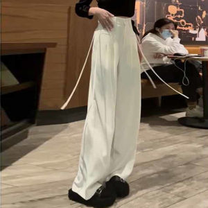 Korean Style Lace-up High Waist Wide Leg Suit Wide Leg Pants Summer New Drape Casual Straight Loose Mop Long Pants
