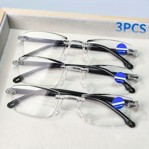 cabecade | 3pcs Stylish Rimless Reading Glasses With Blue Light Blocking Frameless Fashionable Readers For Men & Women