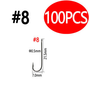 100PCS Aberdeen Long Shank Fish Hook Saltwater Fresh Water Fishing Hook Sabiki Rig Streamer Fly Hook Size 10 8 6 4 1 2 2/0 3/0