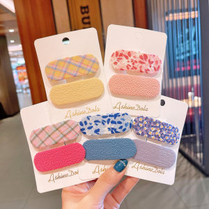 New Season Childrens Floral Hair Clips Girls Baby Cloth Art Oval BB Clips Baby Hair Accessories Beach Hair Cards