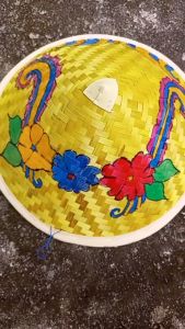 Topi Caping Petani Motif Bunga - Capping Lukis Anak Aesthetic - Topi Karnaval Anak