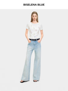 BEIQIANI | Fake Two-piece Watercolor Print T-shirt Womens