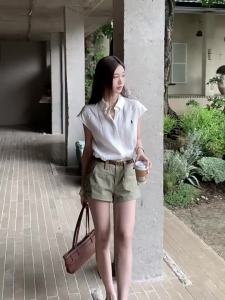 New White Linen Sleeve Flutter Blouse