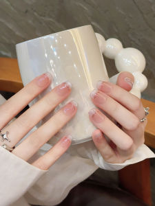 Cloud Pale French Style Short Fake Nails Handmade Wearable False Nails Patch High-End Feeling Nail Art Finished Product