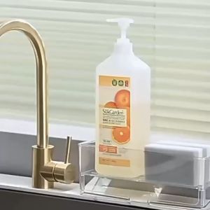 PETที่วางฟองน้ํา ความจุขนาดใหญ่ชั้นวาง ชั้นวางน้ำยาล้างจาน มีถาดรองน้ำแบบลักษณะลาดเอียง  Cutie world