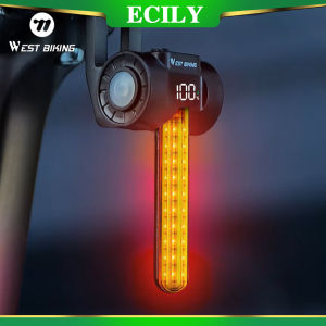 ECILY Bicycle Taillight Power Display Intelligent Sensing Navigation Bike Rear Light Type-C Charging LED MTB Bike Light Navigation lights Dazzling Night Cycling Warning Lights Cycling Equipment WEST BIKING