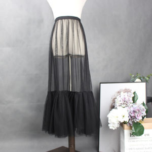 High Waist Slimming Fish Tail Skirt Mesh Overlay Blouse Inner Wear Korean Style A-Line Midi Skirt Polyester Fabric