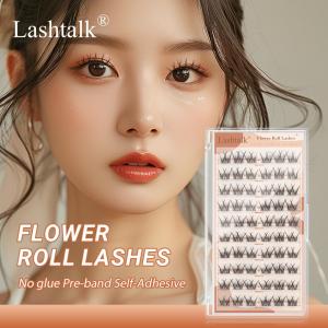 Lashtalk 1Box Flower Roll Self Adhesive DIY Eyelash Anime Natural Clusters 60 Clusters No Glue and Remover One-Step Press On Pre-Glued Self Stick 0.07 C Curl Mix10-13mm