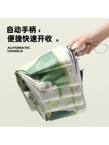 Full-Automatic Rain and Sun Dual-Use Small Fresh Floral Umbrella Female Tri-Fold Sun Umbrella Black Glue Sun-Proof UV Protection