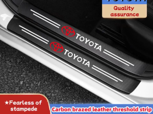 4PCS Car Door Sill Strip Anti Scratch Side Door Step Carbon Fiber Bumper Protector Sticker