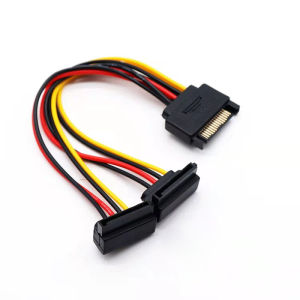 15PIN SATA Cable 1 to 2 Extention Cable Splitter Elbow Cord PC Hard Drive Power Supply Wire SATA 90° Angel Plug Adapter Extender
