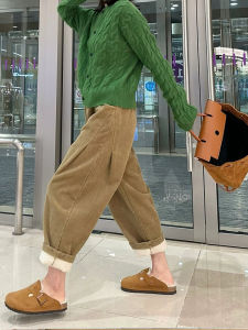 กางเกงขายาวทรงหลวมเอวสูงสไตล์ฮาราจูกุสำหรับผู้หญิงในฤดูใบไม้ร่วงและฤดูหนาว กางเกงขายาวทรงหลวมแบบลำลองสำหรับผู้หญิง กางเกงขายาวทรงลำลอง