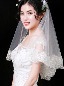 Elegant Lace Trim Bridal Veil & Soft Tulle Wedding Headwear