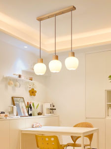 Modern Simple Nordic Three-Headed Restaurant Chandelier Log Style Dining Table Lamp Artistic Japanese Style Suspension Lamp