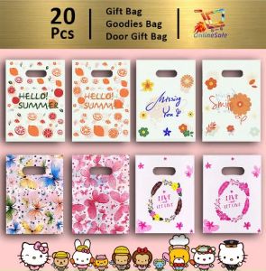 Gift Bag 20pcs Goodies Bag Door Gift Birthday Wedding Party (70) Butterfly Hello Summer Let Live Missing You Accessories Plastic Beg Gift Bag礼物袋礼品袋购物袋