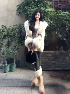 CHANGTONG | Feminine Boss Chic Faux Fur Coat Outerwear