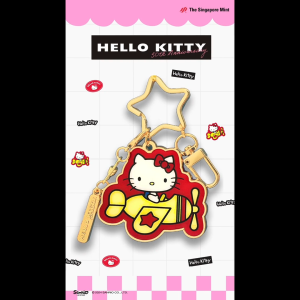 Sanrio Hello Kitty Throwback Series 24K Gold-Plated Keychain [The Singapore Mint]