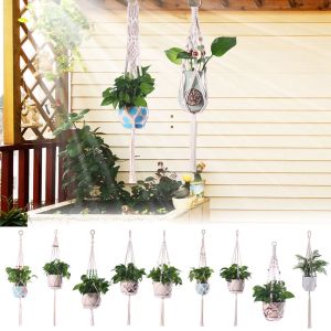 FUDESHE ตกแต่งสวน ตะขอเกี่ยว Macrame ตะกร้าแขวน ที่แขวนพืชสวน เชือกตะกร้าชาวไร่ ที่วางกระถางต้นไม้