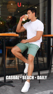 [NEW Style]URBAN PIPE 3 Pocket Plain Shorts For Men Knee-Length 100% Cotton Drawstring Short 62529