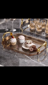 Elegant Morandi Nordic PVC Tray with Double Ears Multi-scene Household Storage & Tabletop Decoration Organize