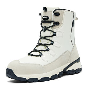 Jeep | Jeep Mens Winter Snow Boots Anti-Slip Warm Thick High Top Fleece Lined Cotton Boots Couple Snow Shoes Waterproof Shock Absorption