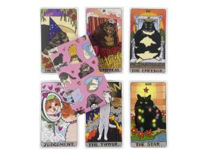 Cat Meme Tarot Deck Cards Funny Witchy Cat Kawaii Uwu 22 Major Arcana - Perfect for Family Gathering Divination Board Game