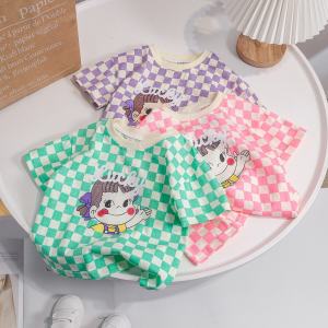 เสื้อยืดคอกลมแขนสั้นผ้าฝ้ายหลวมๆ สำหรับเด็กผู้หญิง ฤดูร้อน 2025 เสื้อผ้าเด็กผู้หญิง แฟชั่นลำลอง ลายการ์ตูน ทรงหลวม แขนสั้น สำหรับเด็กผู้หญิง