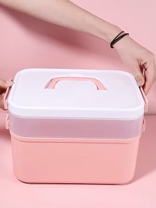 💖Ready Stock💖 Portable Manicure Toolbox Double-layer Multi-functional Nail Art Storage Box美甲工具收纳盒大容量工具箱