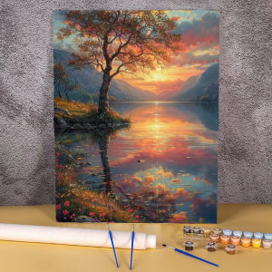 Paint By Numbers Kit for Adults Landscape DIY Acrylic Digital Oil Painting Art on Canvas Wall Decor Gift No Frame 30*40 Picture