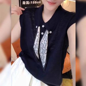 BINKAFENNY | Extra Large Loose Polo Neck Silk Scarf Short Sleeve Knitted Shirt Women Summer Plus Size High End Feeling Top Korean Style Commute Fashion