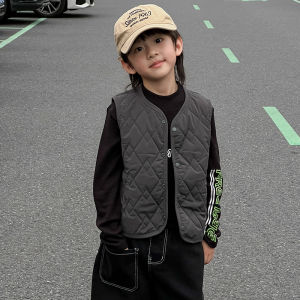 Bb Home Boys Cotton Vải Bông Pha Trộn Lót Lông Cừu Áo Khoác Mùa Thu Mùa Đông Độ Ấm Dày Cổ Chữ V Áo Hai Dây Thời Trang/ Phong Cách Quần Áo Trẻ Em Ngoài Trời