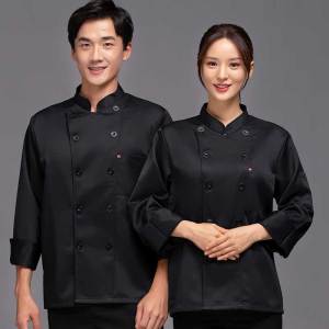 Cotton Chef Uniform Long Sleeve Bakery Workwear Kitchen Staff Clothing Restaurant Cake Baking Work Suit for Middle-Aged And Young Men