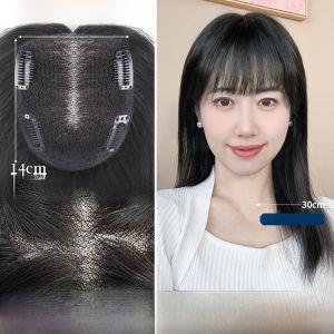 Defancy | Defancy Hair Extensions Womens Seamless Natural Looking Hair Pieces Dense Bangs Cover Grey Hair Real Human Hair Fragments