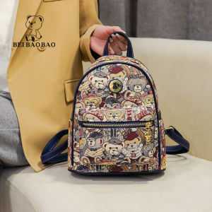 Beibaobao | Ba lô vải canvas hình gấu thời trang cho nữ đi du lịch