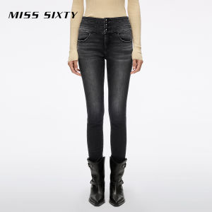 Miss Sixty High Waist Triple Ring Womens Skinny Jeans Casual Style Denim Fabric Cotton Polyester Spandex Blend Deep Color