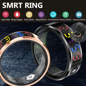 Smart Ring Men Women LED Display ScreenGift RingHeart Rate Blood Oxygen MonitorMulti Sport Modes5ATM & IP68 Waterproof Rings