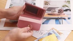 ABC Dompet Lipat Wanita Kecil A18 Daun Wanita Bahan PU Kulit Pendek Fashion