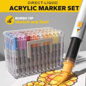 Acrylic Brush Markers Set with Portable Case Liquid Ink Art Acrylic Paint Markers Set for Art and DIY Craft