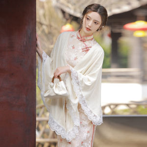 Elegant Long Cheongsam Dress Revisited Retro Republic Style Young Womens Fashionable Chinese Cultural High Slit Short Sleeve