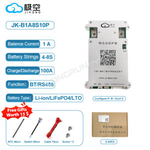 JK Smart Active Balance 0.6A 1A 2A BMS 4S 8S 17S 20S for Li-ion LiFePO4 Lto 24V 36V 48V CAN RS485 BT App