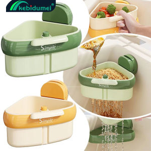 Kebidumei Multifunctional Suction Cup Sink Drain Basket Household Fruit Washing Filter Basket Kitchen Triangular Sink Strainer For Food Waste Kitchen draining tools
